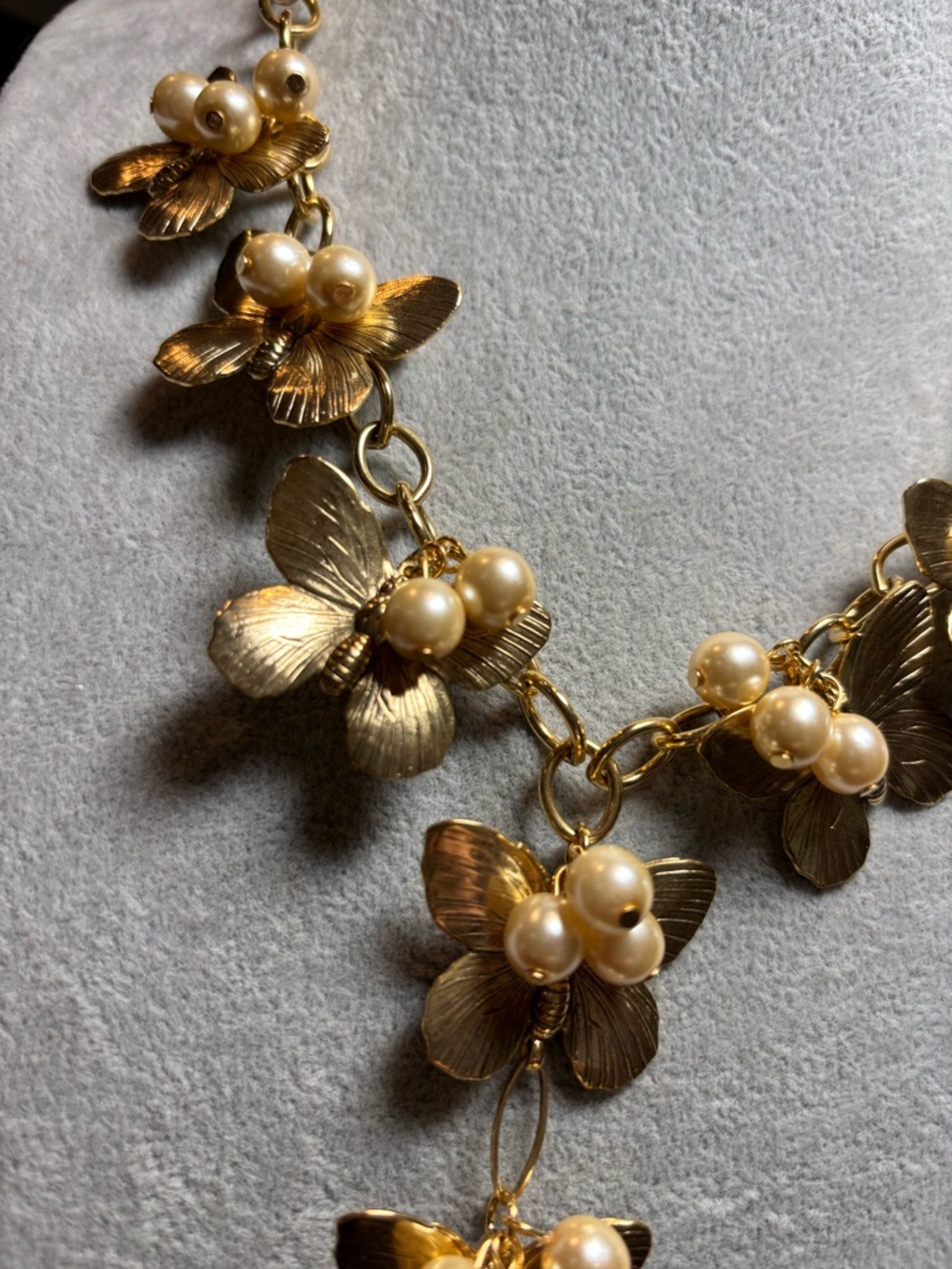 Yochi Gold Floral Pearl Cascade Necklace - Picture 3 of 4